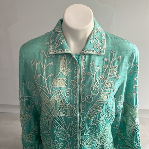 Sandy Starkman Vintage Raw Silk Embroidered Beaded Jacket - Picture 9 of 16